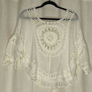 Elegant White Crochet Women Top